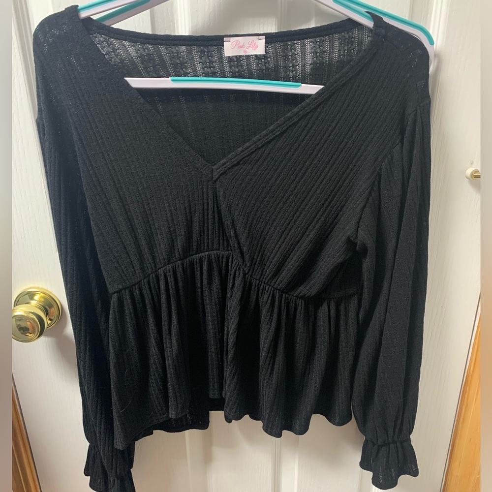 COPY - Pink Lily it’s all because of you black blouse